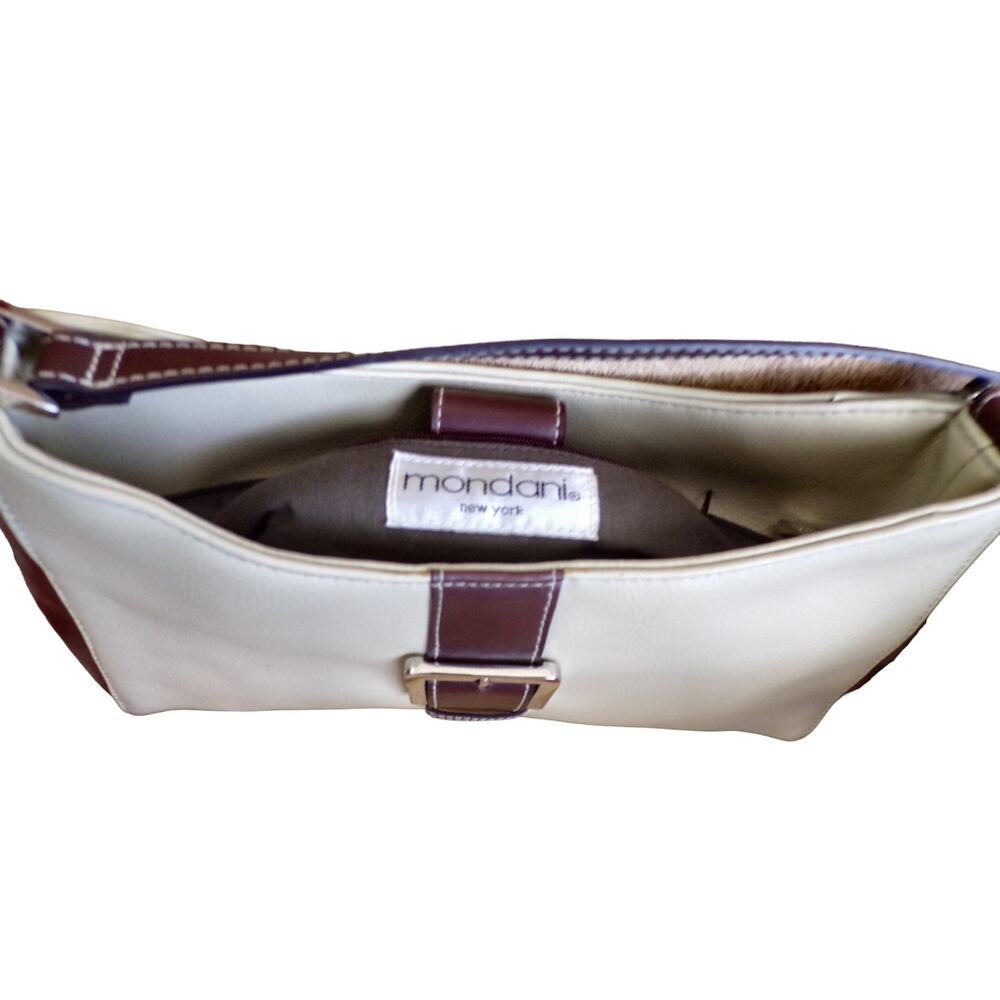 Mondani Bag Buckle Accent Tan and Brown Top Handle Bag - Picture 4 of 5